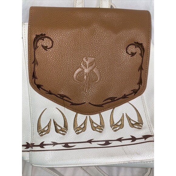 Danielle Nicole Disney Star Wars Mandalorian Mini Backpack White Embroidery 8x10 - Picture 2 of 13